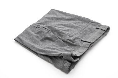 Beyaz arka plan üzerinde erkek gri pantolon