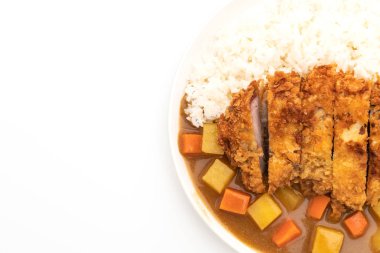 Çıtır çıtır kızarmış domuz pirzola köri ve pilav ile 