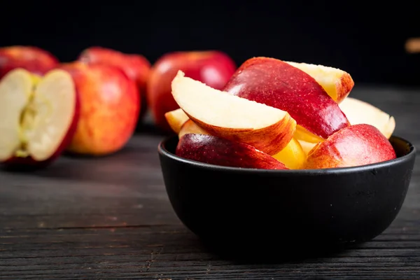 fresh red apples sliced bowl