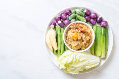 Chili Yapıştır kaynamaya yengeç veya Hindistan cevizi m ile yengeç ve soya sos ile