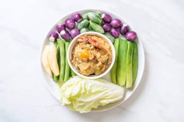 Chili Yapıştır kaynamaya yengeç veya Hindistan cevizi m ile yengeç ve soya sos ile