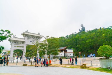 Hong Kong - 21 Şubat 2019: Tian Tan Buda aka Big Buddha olduğunu 