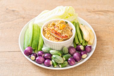 Chili Yapıştır kaynamaya yengeç veya Hindistan cevizi m ile yengeç ve soya sos ile