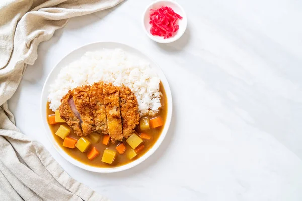 Crispy fried pork cutlet with curry and rice — Stock Photo, Image