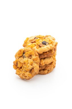 Mısır gevreği, kuru üzüm ve bademli ev yapımı kurabiyeler.