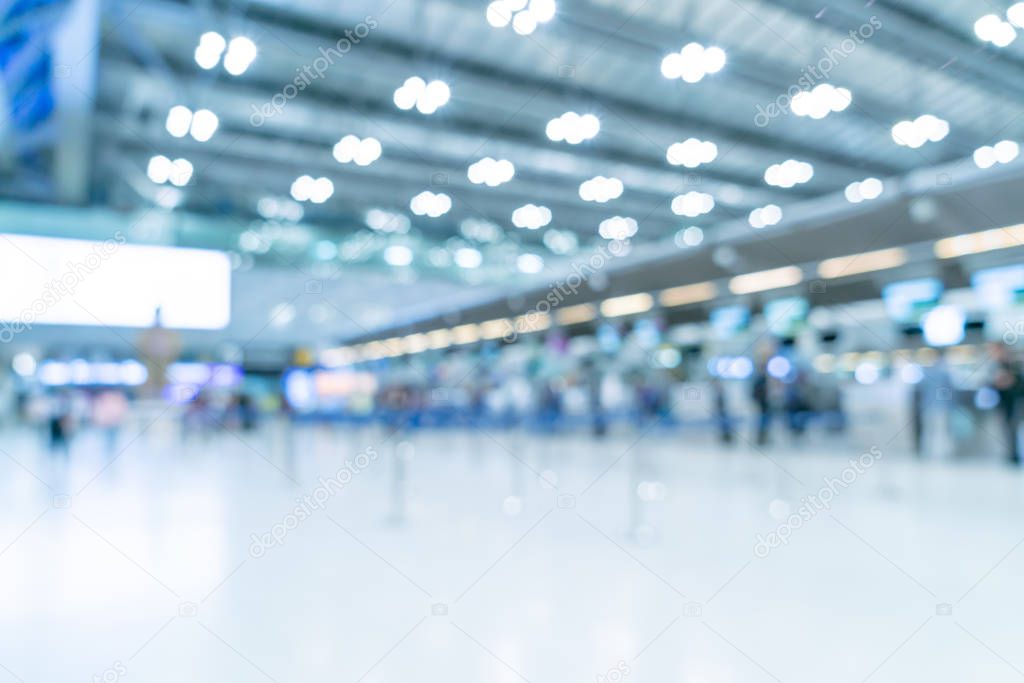 Abstract blur and defocused airport terminal interior 