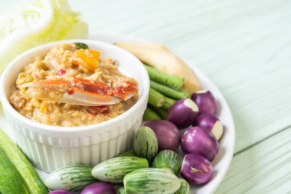 Chili paste simmer with crab or crab and soya dip with coconut m — Stock Photo, Image