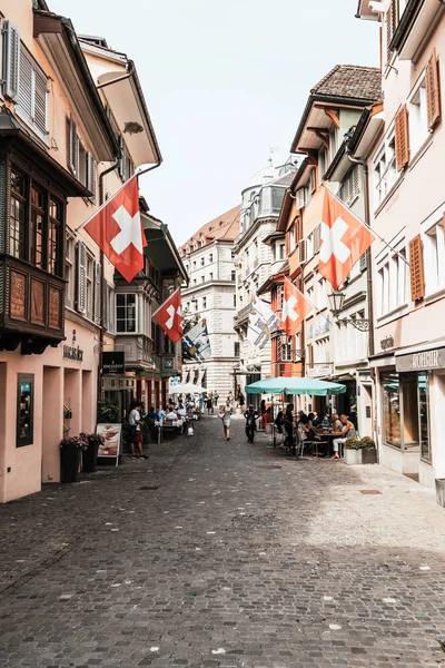 ZURICH, SVIZZERA - 23 agosto 2018: Augustinergasse pedestrian S — Foto Stock