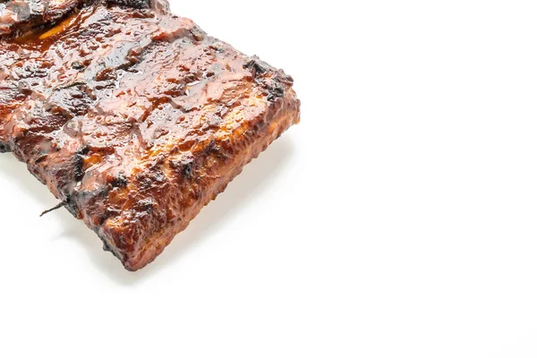 Vepřové žebírka Grilovaná barbecue izolované na bílém — Stock fotografie
