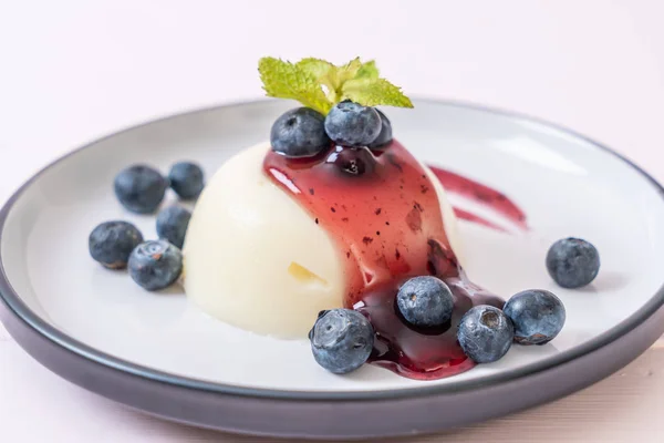 Budino allo yogurt con mirtilli freschi — Foto Stock