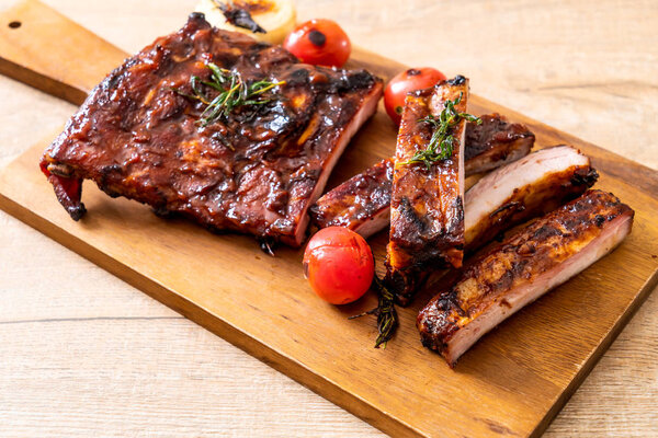 Grilled and barbecue ribs pork