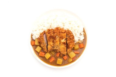 Çıtır çıtır kızarmış domuz pirzola köri ve pilav ile 