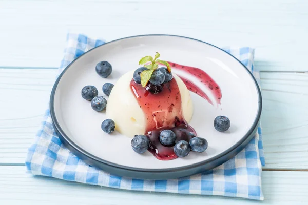 Budino allo yogurt con mirtilli freschi — Foto Stock