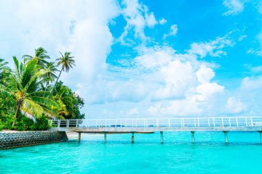 Plaj ile güzel tropikal Maldivler tatil oteli ve ada
