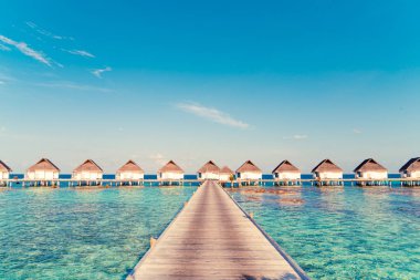 Plaj ile güzel tropikal Maldivler tatil oteli ve ada