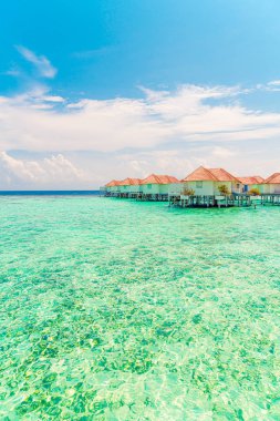 Plaj ile güzel tropikal Maldivler tatil oteli ve ada