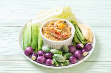 Chili Yapıştır kaynamaya yengeç veya Hindistan cevizi m ile yengeç ve soya sos ile