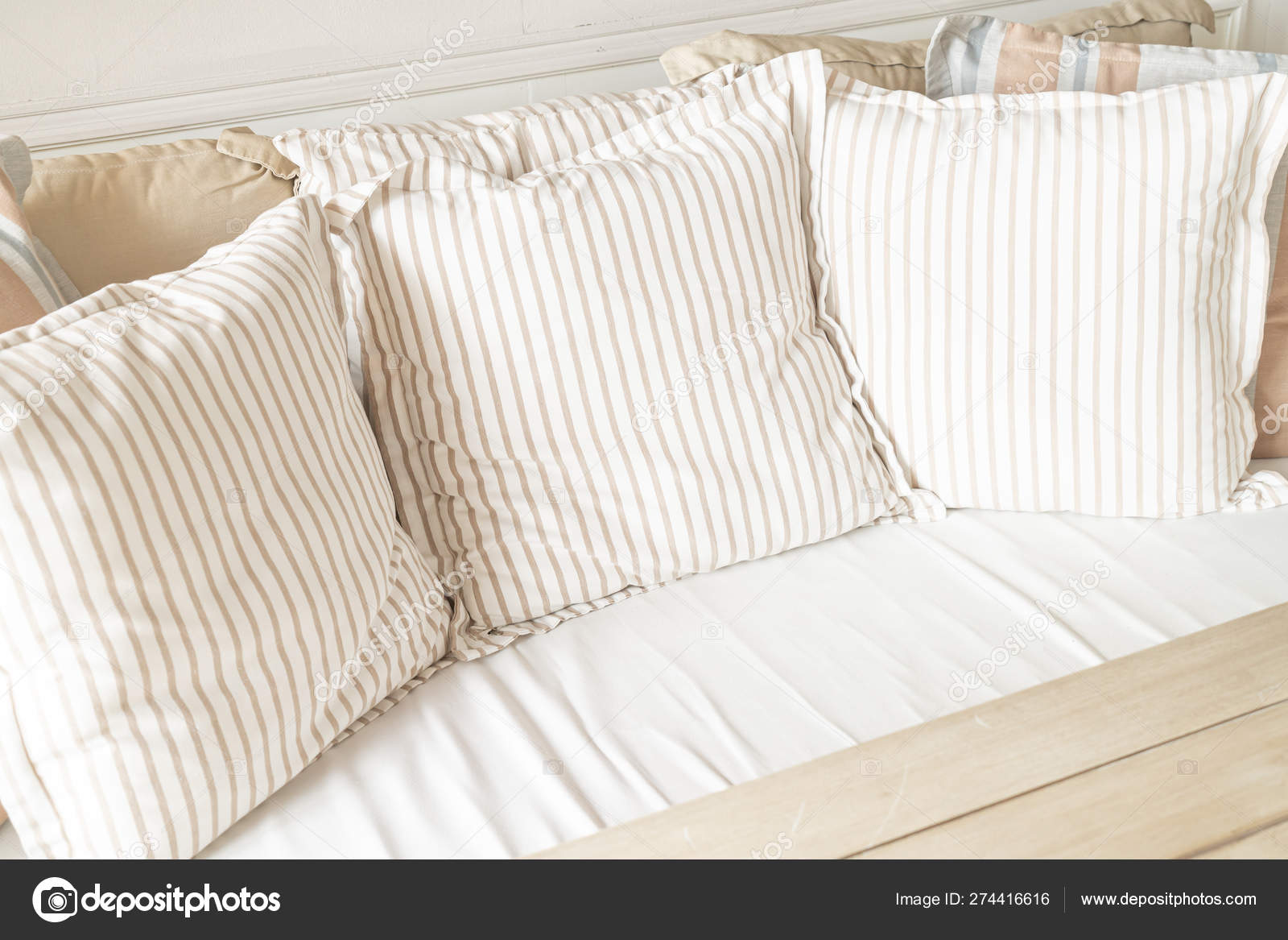 Pillows On Sofa Decoration In Living Room Interior Stock Photo
