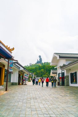 Hong Kong - 21 Şubat 2019: Tian Tan Buda aka Big Buddha olduğunu 