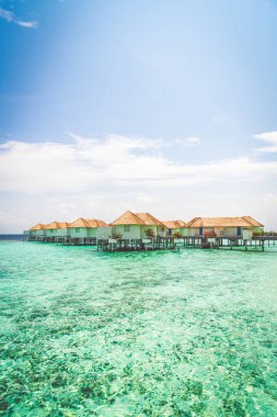 Plaj ile güzel tropikal Maldivler tatil oteli ve ada