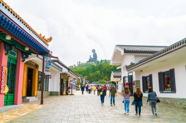 Hong Kong - 21 Şubat 2019: Tian Tan Buda aka Big Buddha olduğunu 