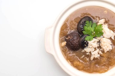 Yengeç kase kırmızı et suyu çorbası kızarmış balık Maw