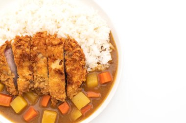 Çıtır çıtır kızarmış domuz pirzola köri ve pilav ile 