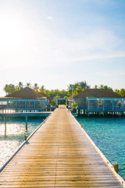 Plaj ile güzel tropikal Maldivler tatil oteli ve ada