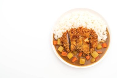 Çıtır çıtır kızarmış domuz pirzola köri ve pilav ile 