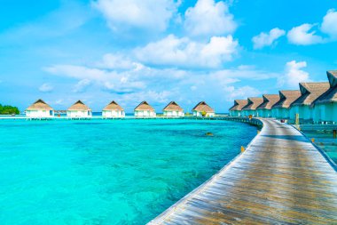 Plaj ile güzel tropikal Maldivler tatil oteli ve ada