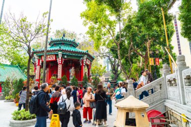 Kowloon, Hong Kong - 22 Şubat 2019: Wong Tai Sin Temple, ünlü 