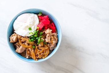 domuz eti pilav kasesi ile yumurta (Donburi) - Japon yemekleri 