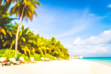 Soyut Blur tropikal plaj ve deniz arka plan için Maldivler 