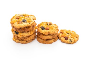 Mısır gevreği, kuru üzüm ve bademli ev yapımı kurabiyeler.