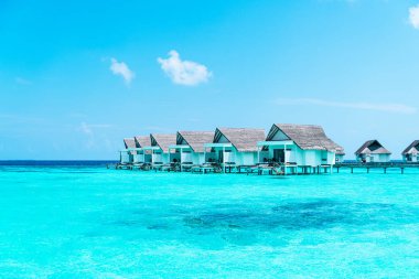 Plaj ile güzel tropikal Maldivler tatil oteli ve ada