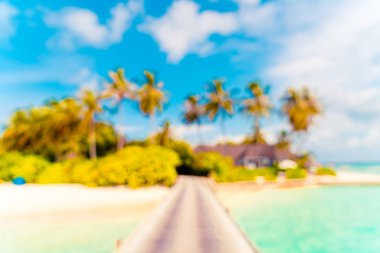 Soyut Blur tropikal plaj ve deniz arka plan için Maldivler 