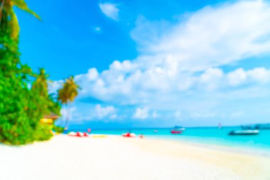 Soyut Blur tropikal plaj ve deniz arka plan için Maldivler 