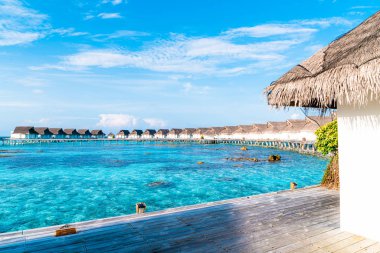 Plaj ile güzel tropikal Maldivler tatil oteli ve ada