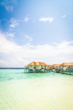 Plaj ile güzel tropikal Maldivler tatil oteli ve ada