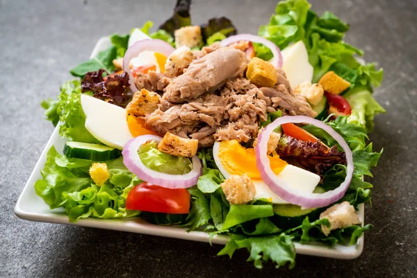 Atum com salada de legumes e ovos — Fotografia de Stock