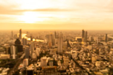 Soyut Blur Bangkok Cityscape Tayland günbatımı gökyüzü ile