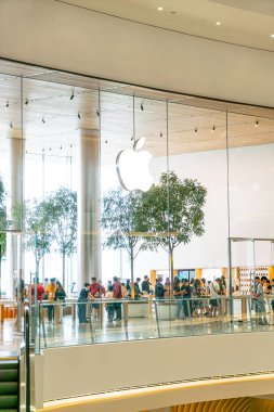 Bangkok, Tayland-Temmuz 17, 2019: Apple ıconsiam 'da Apple logosu