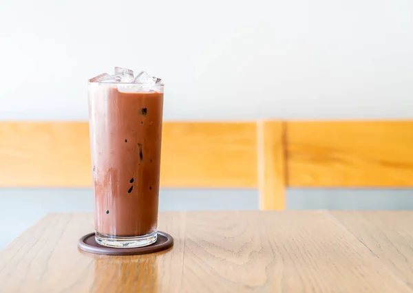 Iced chocolate on wood table — Stock Photo, Image