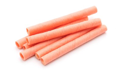 çilek krema lezzet ile bisküvi gofret sopa