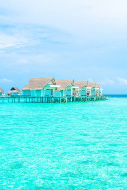 Plaj ile güzel tropikal Maldivler tatil oteli ve ada