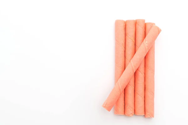 Herbatniki wafel Stick z truskawkowym smakiem — Zdjęcie stockowe