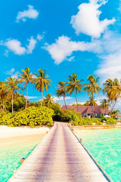 美丽的热带马尔代夫度假酒店和岛屿与海滩 — 图库照片