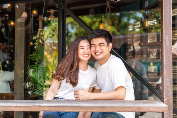 Happy young Asian couple in love