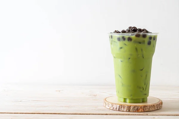 Té verde con leche y burbuja — Foto de Stock