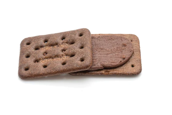 Biscuits au chocolat avec crème au chocolat — Photo